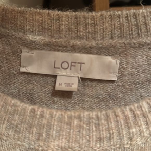 LOFT Ruffle Cold Shoulder Sweater in Natural Taupe - Picture 4 of 5
